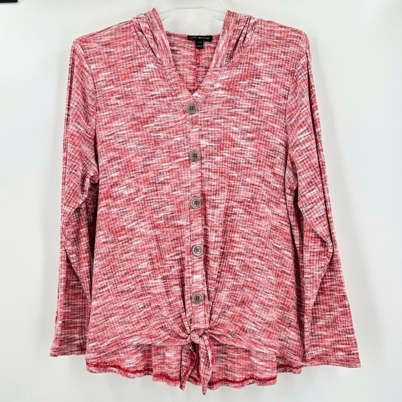 Lane Bryant Tops - LANE Bryant Women’s Red/Black/White Marled Long Sleeve Hooded Pullover Sz 18-20